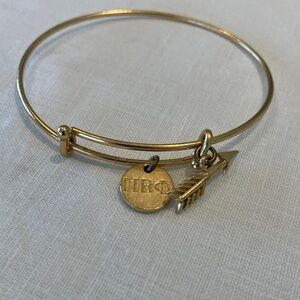 Pi Betta Phi sorority gold Bangle Bracelet with Charms